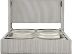 Lit double en velours côtelé avec coffre et lampe intégré 