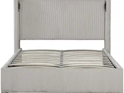 Lit double en velours côtelé avec coffre et lampe intégré "Cortina" 160 x 200 cm Beige