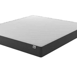 Lit double flottant tapissé - Lin gris - LED intégrée & ports USB - Sommier à lattes - 2 places 150x190 cm