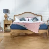 Lit double HENRY Style romantique en chêne et lin premium 140 x 190