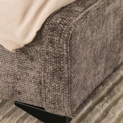 Lit double LEVERDA 140 x 190 cm, revêtement en tissu - Brun