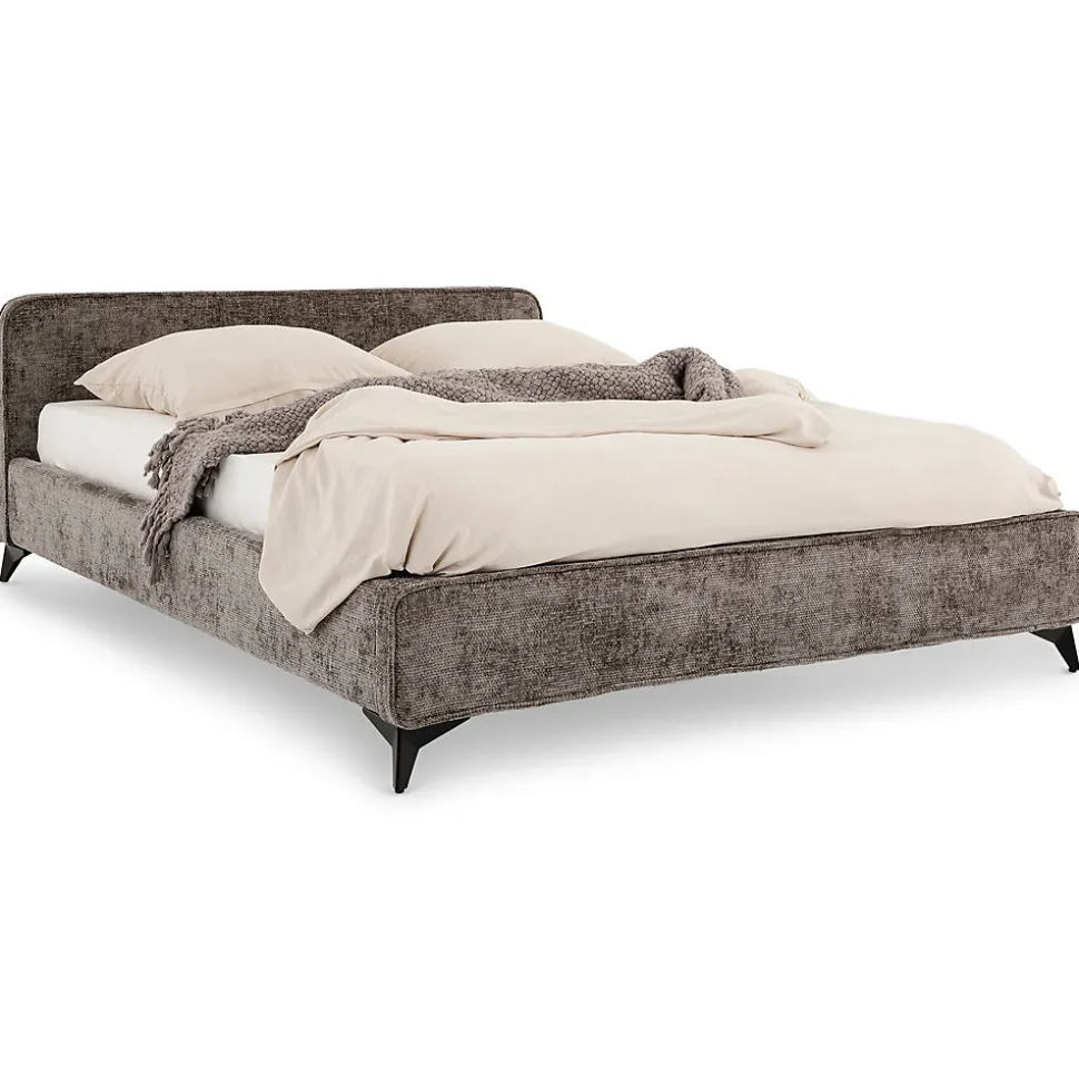 Lit double LEVERDA 140 x 190 cm, revêtement en tissu - Gris