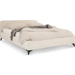 Lit double LEVERDA 140 x 190 cm, revêtement en tissu - Blanc