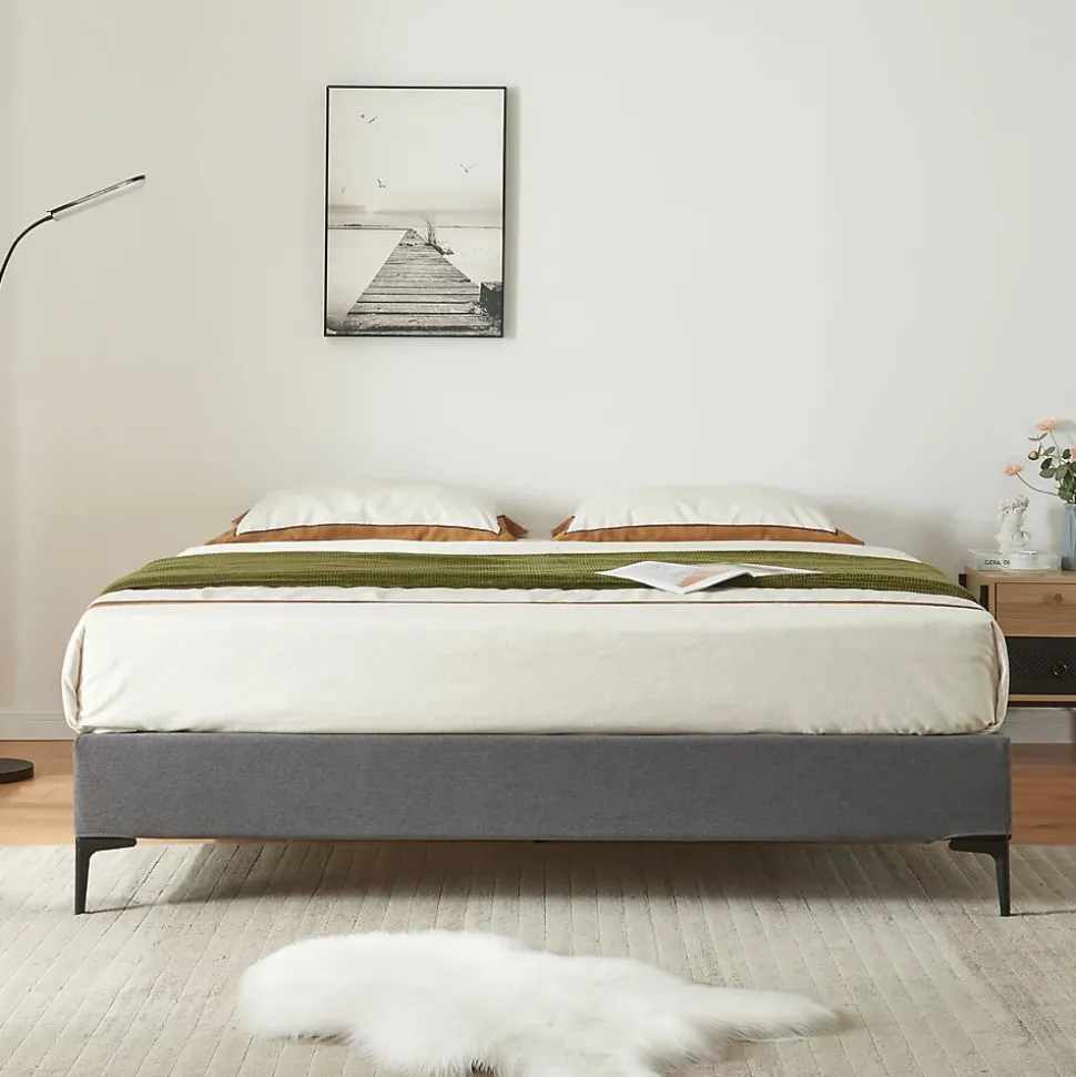 Lit double Lilla 160 x 200 cm gris foncé en.casa