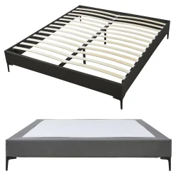 Lit double Lilla 160 x 200 cm gris foncé en.casa