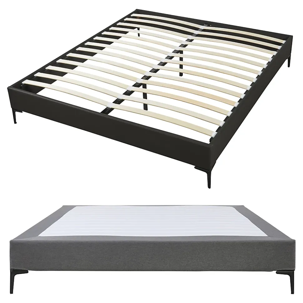 Lit double Lilla 160 x 200 cm gris foncé en.casa