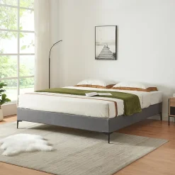 Lit double Lilla 160 x 200 cm gris foncé en.casa