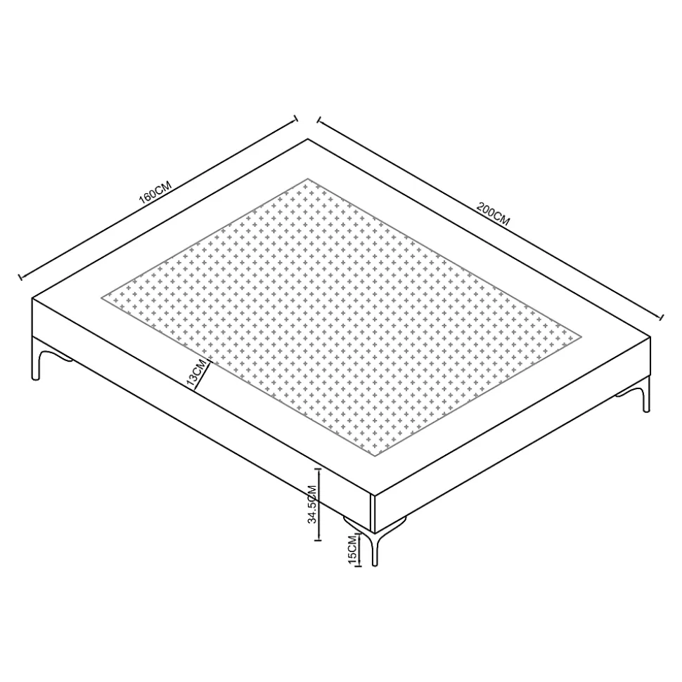 Lit double Lilla 160 x 200 cm gris foncé en.casa