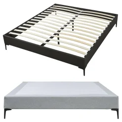 Lit double Lilla 160 x 200 cm gris clair en.casa