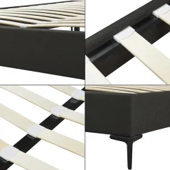 Lit double Lilla 140 x 200 cm gris foncé en.casa