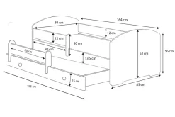Lit double LUK 160x80 Blue Teddy Bear