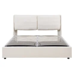 Lit double Lunner 140 x 200 cm beige en.casa