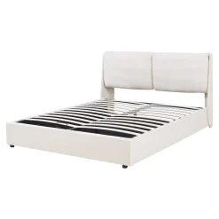 Lit double Lunner 140 x 200 cm beige en.casa