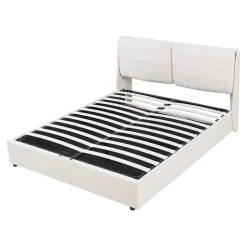 Lit double Lunner 140 x 200 cm beige en.casa