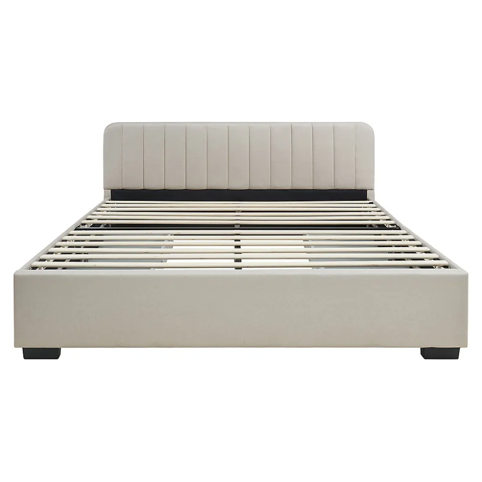 Lit double Nofrenna 140 x 200 cm beige en.casa