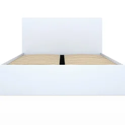 Lit double OMAHA 4 tiroirs sur roulettes avec tête de lit et sommier 140 x 190 cm blanc
