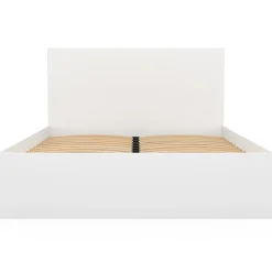Lit double OMAHA avec tête de lit et sommier 140 x 190 cm blanc