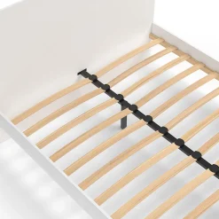 Lit double OMAHA avec tête de lit et sommier 140 x 190 cm blanc