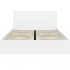 Lit double OMAHA avec tête de lit et sommier 160 x 200 cm blanc