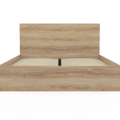 Lit double OMAHA avec tête de lit et sommier 160 x 200 cm façon hêtre