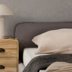 Lit double RAVELLO 140 x 190 cm, revêtement en tissu - Gris