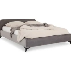 Lit double RAVELLO 140 x 190 cm, revêtement en tissu - Gris