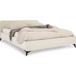 Lit double RAVELLO 140 x 190 cm, revêtement en tissu - Blanc crème