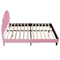 Lit double rembourré 140 sur 200 cm cadre avec tête de lit fleurie en velours doux lit adulte invité rose