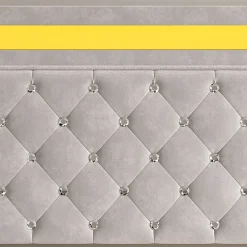 Lit double rembourré, 160 x 200 cm, LED, hydraulique, avec espace de rangement et sommier à lattes, velours beige