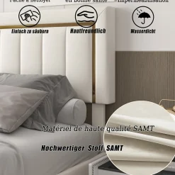 lit double rembourré 140 x 200,lit coffre avec sommier,lit adulte 140 x 200 avec levier hydraulique,velours,beige