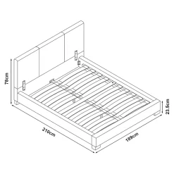 Lit Double Rembourré Albacete Sommier à Lattes Housse Similicuir 180 x 200 cm Blanc Corium