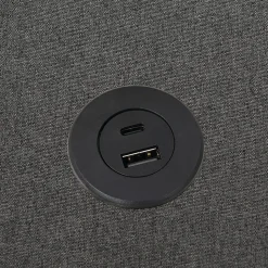 Lit double rembourré 140x200 cm, Lit de rangement Cadre de lit avec USB- C, Sans tête de lit, Coton, Gris,Sans matelas