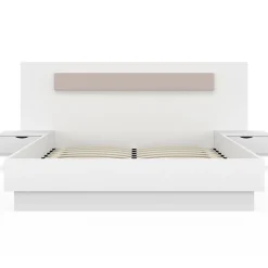 Lit double SANTA avec tête de lit + tables de chevet intégrées et sommier 140 x 190 cm blanc