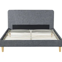 Lit double scandinave BALTA avec tête de lit et sommier 140 x 190 cm tissu gris anthracite