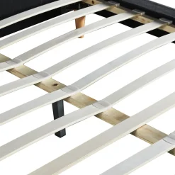 Lit double scandinave BALTA avec tête de lit et sommier 140 x 190 cm tissu gris anthracite