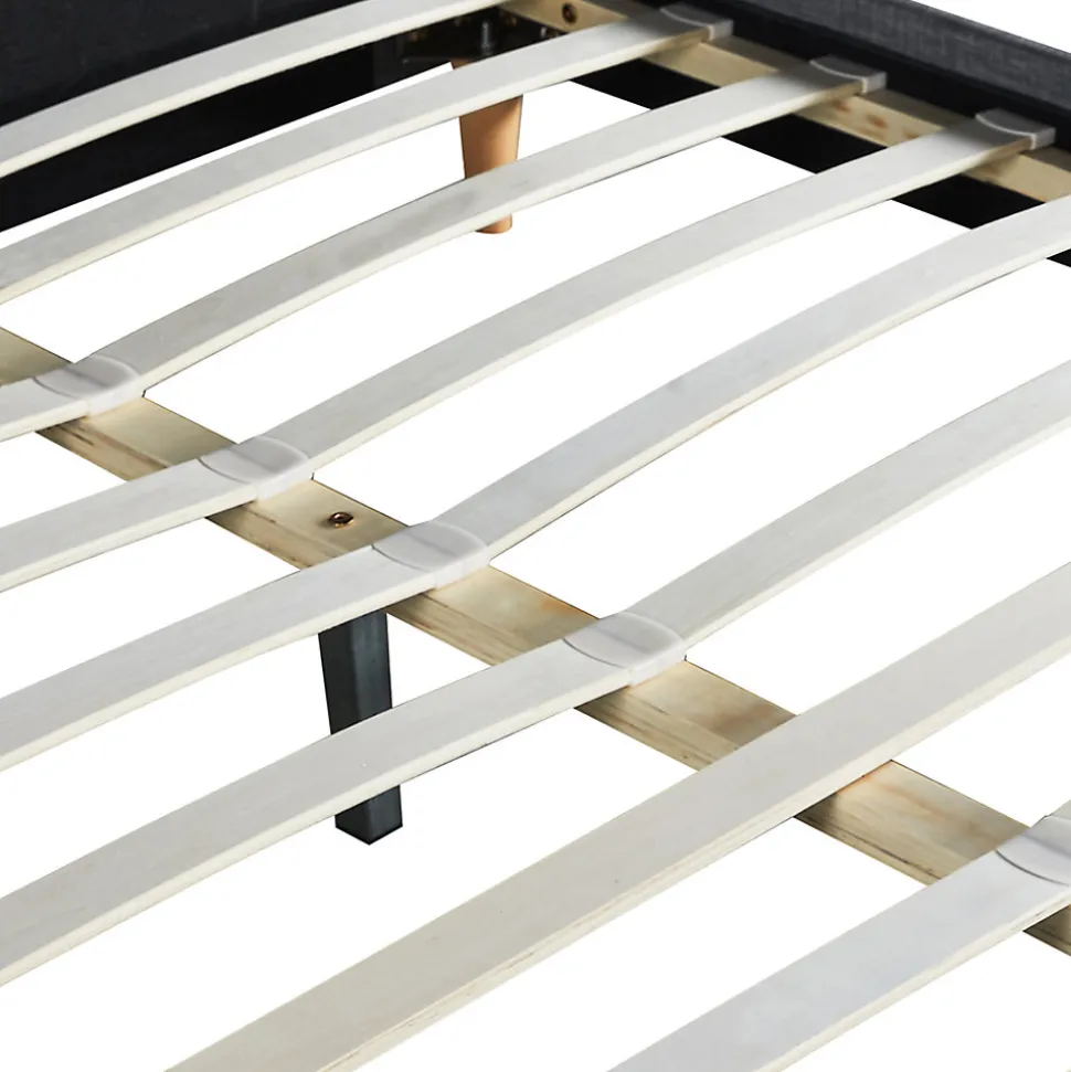 Lit double scandinave BALTA avec tête de lit et sommier 140 x 190 cm tissu gris anthracite