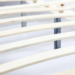 Lit double scandinave OSLO avec tête de lit et sommier 140 x 190 cm tissu bleu canard