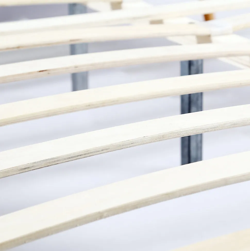 Lit double scandinave OSLO avec tête de lit et sommier 140 x 190 cm tissu bleu canard