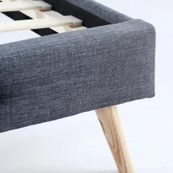 Lit double scandinave OSLO avec tête de lit et sommier 160 x 200 cm tissu gris anthracite