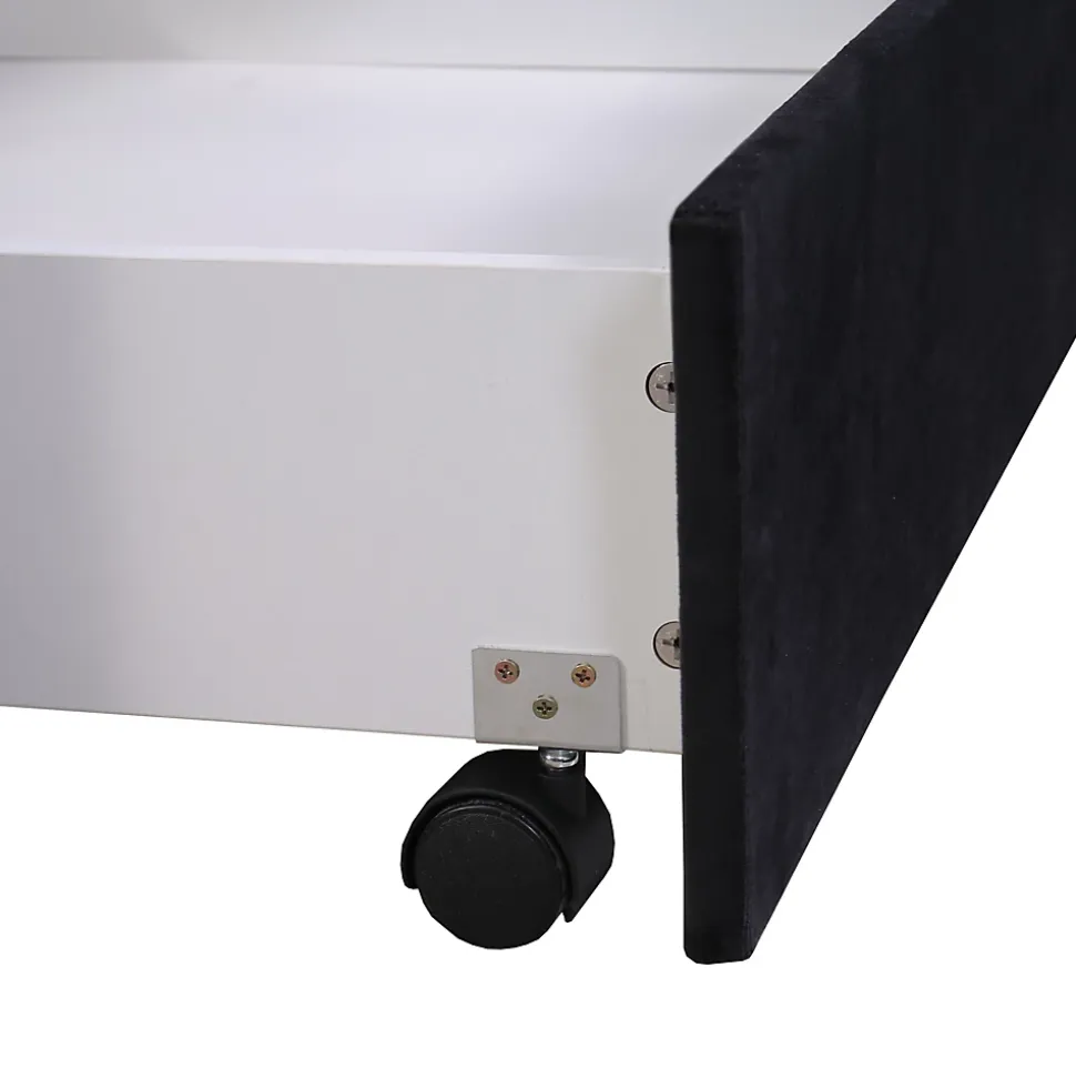 Lit Double 180x200 - Lit Capitonné en Velours Noir avec 2 Tiroirs, Lit Adulte Moderne avec Rangement