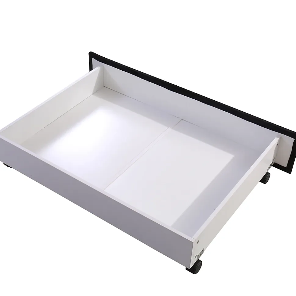 Lit Double 180x200 - Lit Capitonné en Velours Noir avec 2 Tiroirs, Lit Adulte Moderne avec Rangement