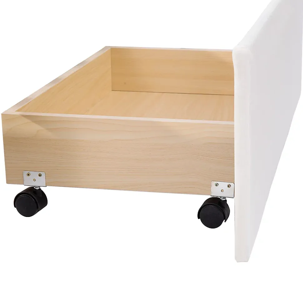 Lit Double 140x200 cm - avec 4 Tiroirs, Lit Confortable en Velours, Tête de Lit capitonnée, Sans Matelas, Beige