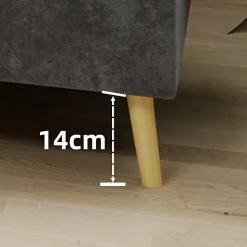 Lit Double 140x200 cm - Cadre Minimaliste Moderne à Structure Basse, Sans Tête de Lit, Sans Matelas, en Velours Hollandais, Gris