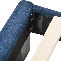 Lit double 140x200 cm - Lit adulte capitonné avec sommier à lattes - Lin - Sans Matelas - Bleu