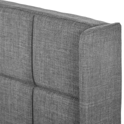 Lit double 140x200 cm - Lit adulte capitonné avec sommier à lattes - Lin - Sans Matelas - Gris