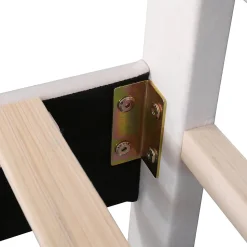 Lit Double 140x200 cm - Lit Capitonné enfant/Adulte avec Tête de Lit et Sommier à Lattes, Velours, Beige, Sans Matelas