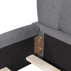 Lit double 140x190 cm - Lit classique avec dossier moelleux - Lin - Sans Matelas - Gris