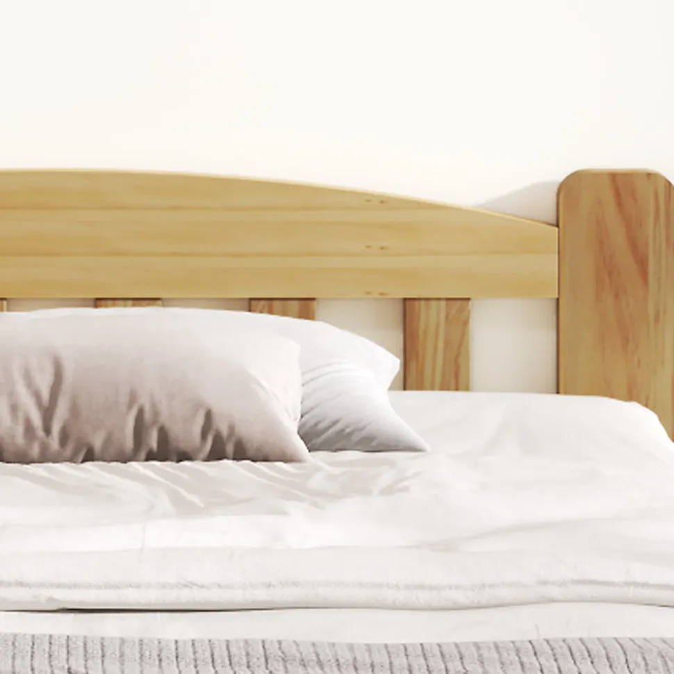 Lit double 140x200 cm - Lit classique avec tête de lit et sommier à lattes - Pin - Sans matelas - Naturel