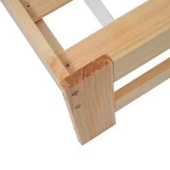 Lit double 140x200 cm - Lit classique avec tête de lit et sommier à lattes - Pin - Sans matelas - Naturel