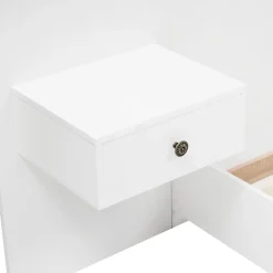 Lit double 140x200 cm - Lit en bois avec 2 tables de chevet et USB - Bois massif - Sans Matelas - Naturel